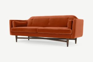 Imani 3-Sitzer Sofa, Baumwollsamt in Rostorange - MADE.com