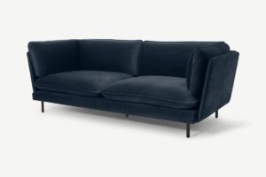 Wes 3-Sitzer Sofa, Samt in Wasserblau - MADE.com