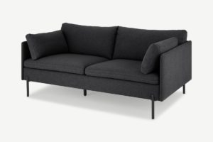 Zarina grosses 2-Sitzer Sofa, Stoff in Sterlinggrau und Schwarz - MADE.com