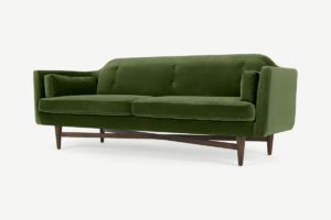 Imani 3-Sitzer Sofa, Samt in Grasgruen - MADE.com