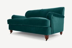 Orson 2-Sitzer Sofa, recycelter Samt in Blaugruen - MADE.com