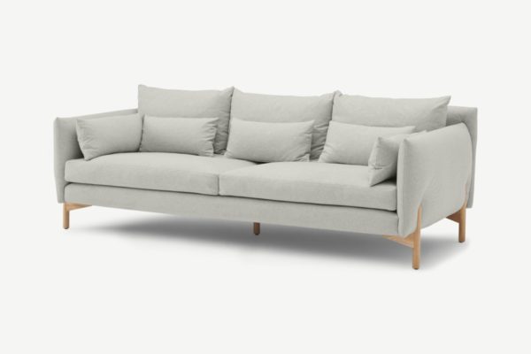Amber 3-Sitzer Sofa, Stoff in dunklem Schiefergrau und Eiche - MADE.com