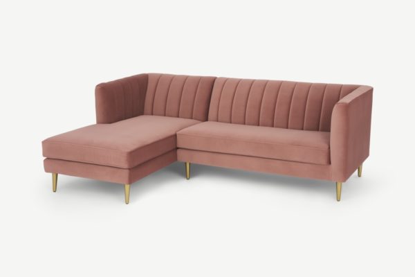 Amicie Ecksofa (Recamiere links), Samt in Zartrosa - MADE.com