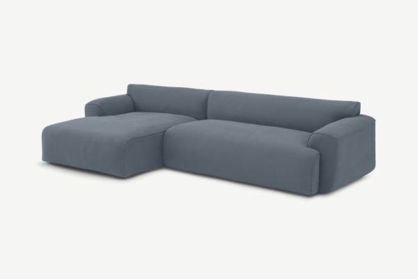 Avalon Ecksofa (Recamiere links), Baumwoll-Leinen-Mix in Blau - MADE.com