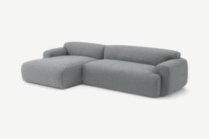 Avalon Ecksofa (Recamiere links), Boucle in Stahlgrau - MADE.com