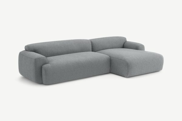 Avalon Ecksofa (Recamiere rechts), Boucle in Stahlgrau - MADE.com