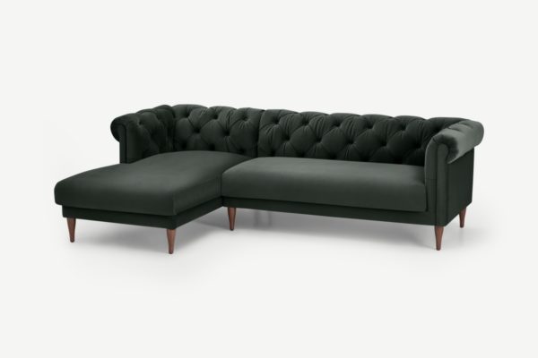 Barstow Ecksofa (Recamiere links), Samt in Dunkelanthrazit - MADE.com