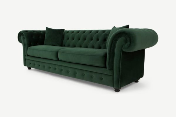 Branagh 3-Sitzer Sofa, Samt in Tannengruen - MADE.com