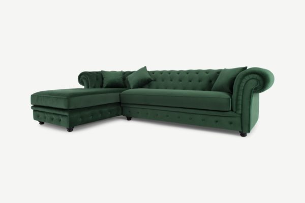 Branagh Ecksofa (Recamiere links), Samt in Tannengruen - MADE.com