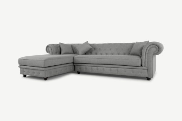 Branagh Ecksofa (Recamiere links), Stoff in Perlgrau - MADE.com