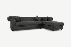 Branagh Ecksofa (Recamiere rechts), Stoff in Anthrazit - MADE.com