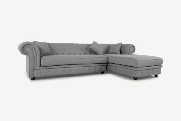 Branagh Ecksofa (Recamiere rechts), Stoff in Perlgrau - MADE.com