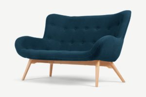 Doris 2-Sitzer Sofa, Webstoff in Shetlandblau - MADE.com