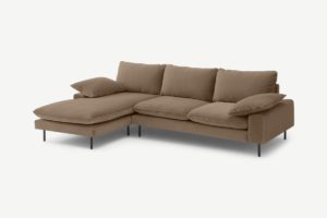 Fallyn Ecksofa (Recamiere links), Baumwollsamt in Nerzbraun - MADE.com