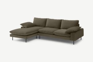 Fallyn Ecksofa (Recamiere links), Baumwollsamt in Zypressengruen - MADE.com