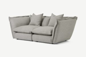 Fernsby 2-Sitzer Sofa, recycelter Webstoff in Silbergrau - MADE.com