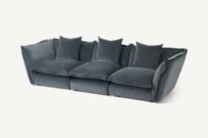 Fernsby 3-Sitzer Sofa, Chenille in Atlantikblau - MADE.com