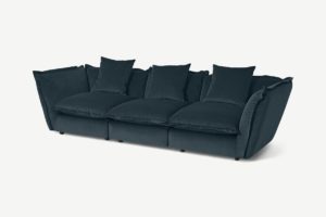 Fernsby 3-Sitzer Sofa, recycelter Samt in Marineblau - MADE.com