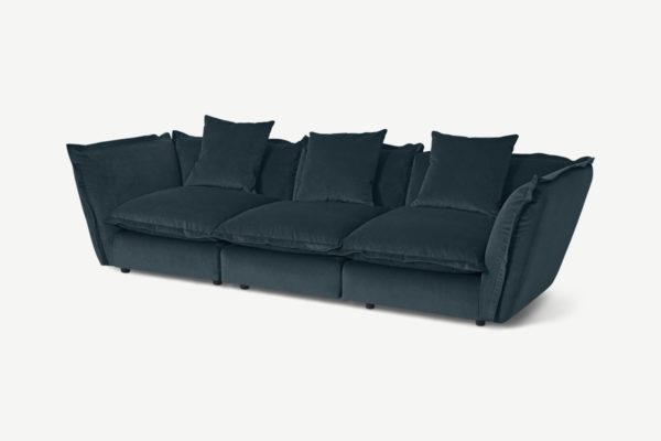 Fernsby 3-Sitzer Sofa, recycelter Samt in Marineblau - MADE.com