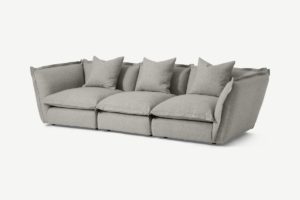 Fernsby 3-Sitzer Sofa, recycelter Webstoff in Silbergrau - MADE.com