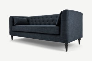 Flynn 3-Sitzer Sofa, Leinen-Mix in Atlantikblau - MADE.com