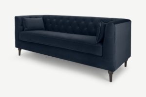 Flynn 3-Sitzer Sofa, Samt in Saphirblau - MADE.com