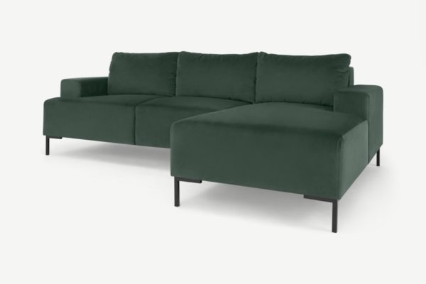 Frederik 3-Sitzer Ecksofa (Recamiere rechts), Samt in Herbstgruen - MADE.com