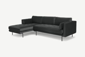 Harlow Ecksofa (Recamiere links), Samt in Mittelgrau - MADE.com