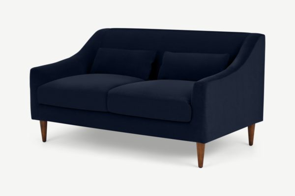 Herton 2-Sitzer Sofa, Samt in Tintenblau - MADE.com