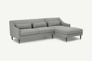 Herton Ecksofa (Recamiere rechts), Stoff in Felsengrau - MADE.com