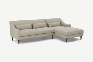 Herton Ecksofa (Recamiere rechts), Webstoff in Gerstengelb - MADE.com