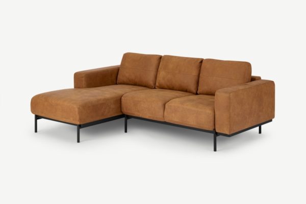 Jarrod Ecksofa (Recamiere links), Premium-Leder in Cognac - MADE.com