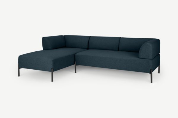 Kiva Ecksofa (Recamiere links), Stoff in Aegaeisblau - MADE.com