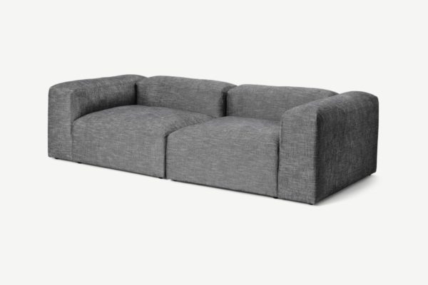 Livienne 3-Sitzer Sofa, Webstoff in Schwarz und Weiss - MADE.com