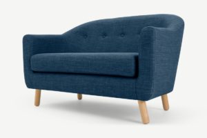 Lottie 2-Sitzer Sofa, Stoff in Hafenblau - MADE.com