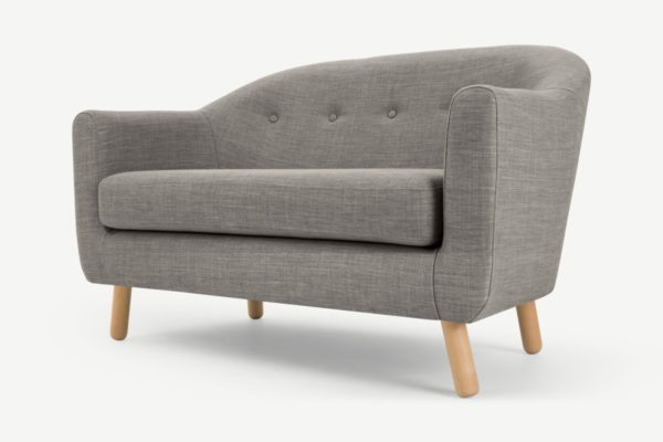 Lottie 2-Sitzer Sofa, Stoff in Kalkgrau - MADE.com