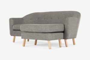 Lottie 2-Sitzer Sofa mit Recamiere, Stoff in Kalkgrau - MADE.com