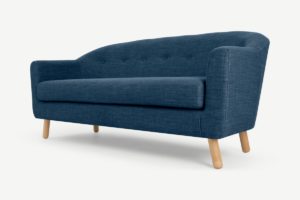 Lottie 3-Sitzer Sofa, Stoff in Hafenblau - MADE.com