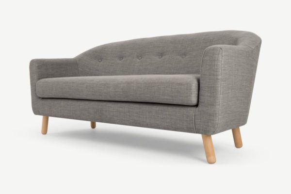 Lottie 3-Sitzer Sofa, Stoff in Kalkgrau - MADE.com