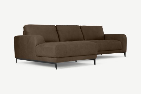 Luciano Ecksofa (Recamiere links), Leder in Braun - MADE.com