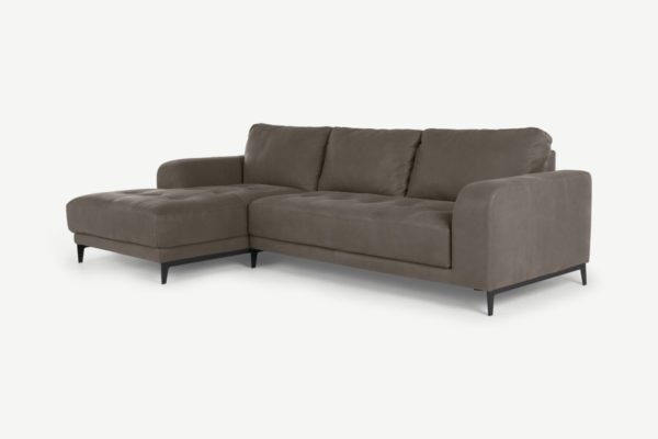 Luciano Ecksofa (Recamiere links), Leder in Grau - MADE.com