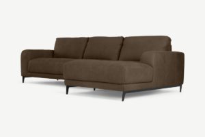 Luciano Ecksofa (Recamiere rechts), Leder in Braun - MADE.com