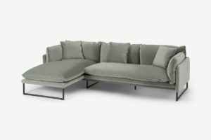 Malini Ecksofa (Recamiere links), Samt in Salbeigruen - MADE.com