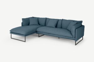 Malini Ecksofa (Recamiere links), Stoff in Orleansblau - MADE.com