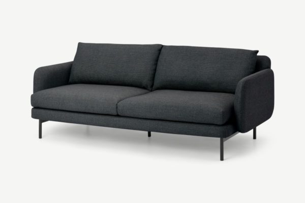 Miro 3-Sitzer Sofa, Webstoff in Graphitgrau - MADE.com