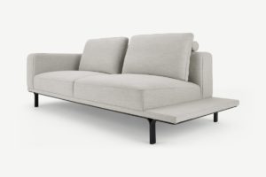 Nocelle 3-Sitzer Sofa mit Beistelltisch, Stoff in Parisgrau - MADE.com