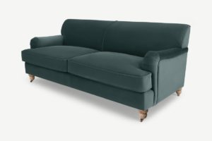 Orson 3-Sitzer Sofa, recycelter Samt in Schieferblau - MADE.com