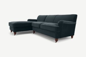 Orson Ecksofa (Recamiere links), Samt in Nachtgrau - MADE.com