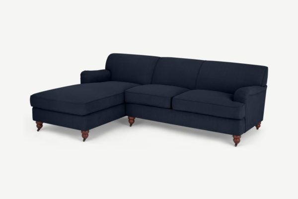 Orson Ecksofa (Recamiere links), Webstoff in Dunkelblau - MADE.com