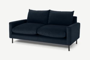 Russo 2-Sitzer Sofa, recycelter Samt in Marineblau - MADE.com